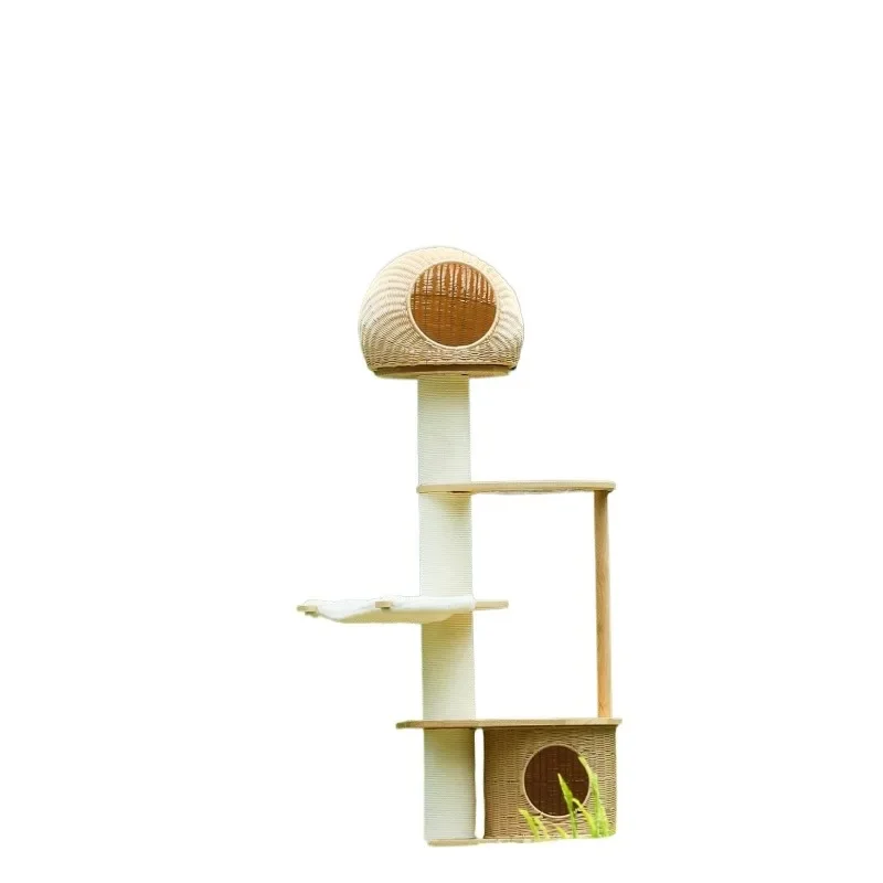 

Cat climbing frame Solid wood rattan cat nest Climbing frame Cat tree integrated space capsule