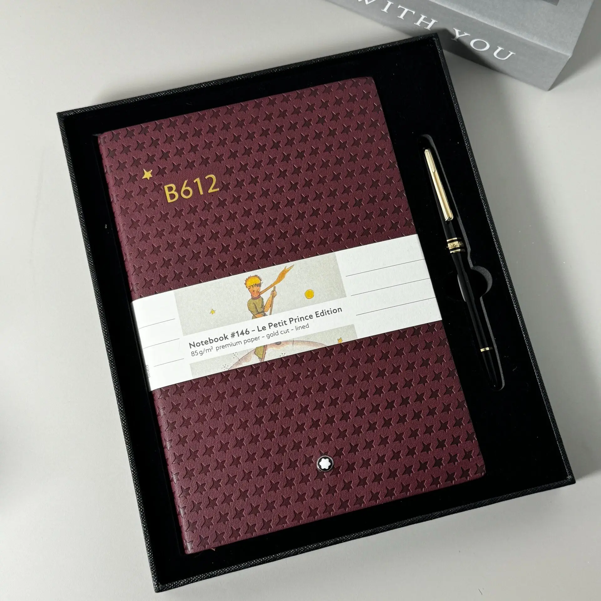 For Luxury Montblanc Le Petit Prince Brown Cowhide Notebook  Bookmark  Office Writing Diary Gift