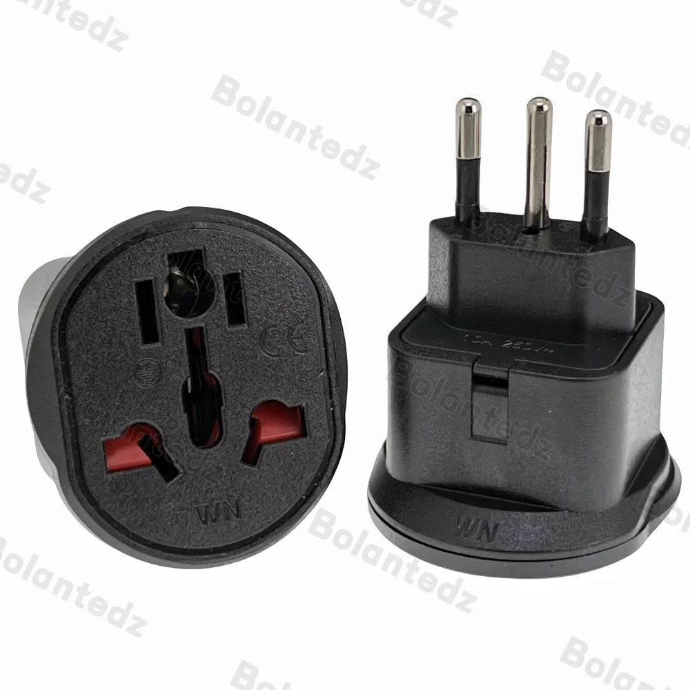 Brazil Travel Plug Adapter EU/UK/AU/CN/JP/Asia/Italy To Brazil (Type N), 3 Prong Grounded Brazil Wall Plug international