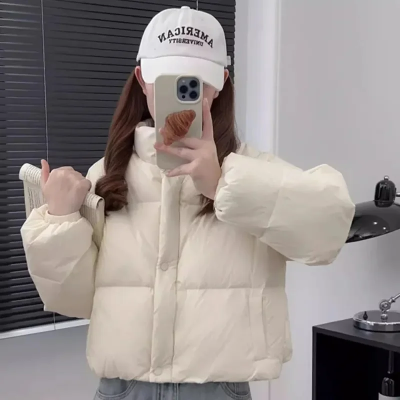Winter Down Cotton Coat Women Solid Color Loose Padded Jacket Puffer Parkas Casual Female Zipper Thickening Warm Outwear