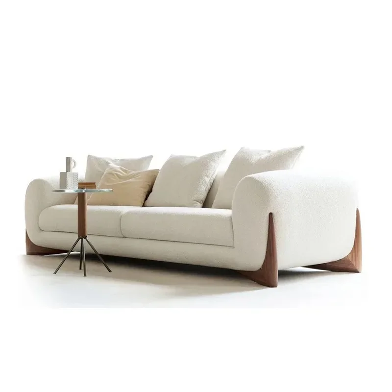 Designer furniture Nordic small apartment fabric log sofa living room wabi-sabi double seat Japanese sofa combination