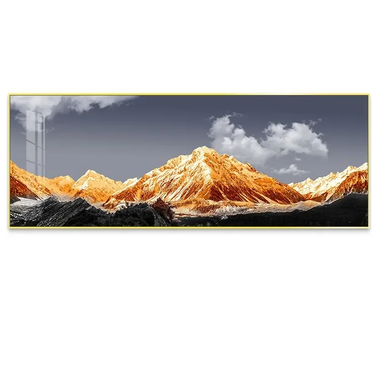 

Backed by golden mountain living room decorative painting means good modern light luxury a whole pair of sofa background wall