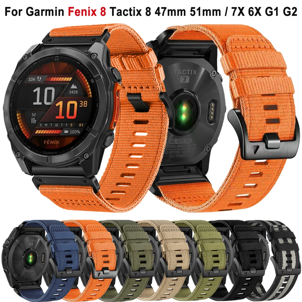 

QuickFit 26mm 22mm Fenix 8 Band For Garmin Tactix 8 Fenix 8 47mm 51mm Bracelet 7 7X 6 6X/Epix 2/Enduro 3/G2 G1 Sport Nylon Strap