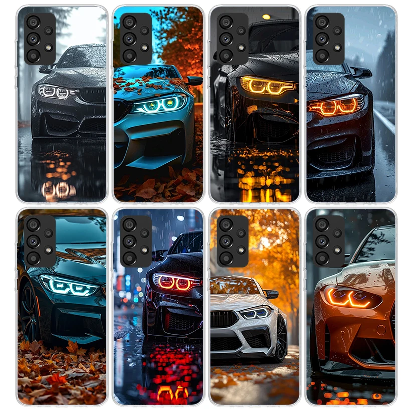 Capa de Telefone Esportiva Preta e Branca para B-BMW para Samsung Galaxy A17 A57 A37 A16 A26 A36 A56 A15 A25 A35 A55 A14 A13 A54 A53 A34 A24 A3