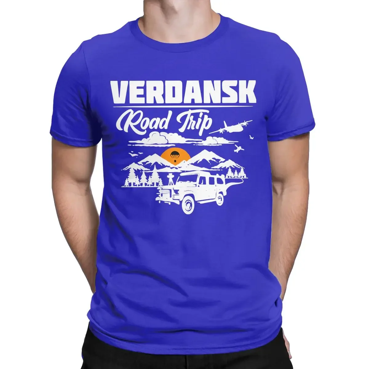 Summer harajuku custom t shirt Warzone Verdansk Road Trip Men's Game Fun Tees Short Sleeve Round Collar Pure Cotton Summer Tops