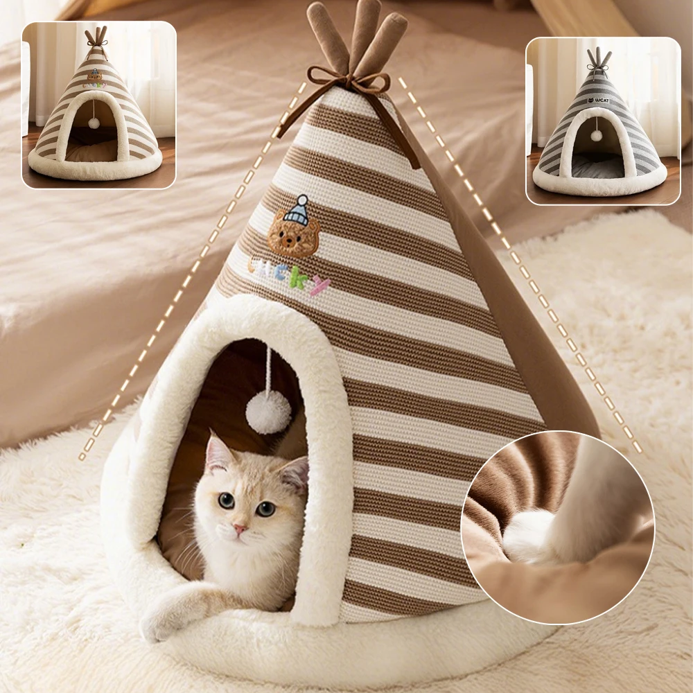 

1PC Foldable Pet House Cat Tent Winter Warm and Soft Bed Cat Kennels Cave Tents for Small Pet Dogs Дом Для Кошки ペット Katzenhöhle