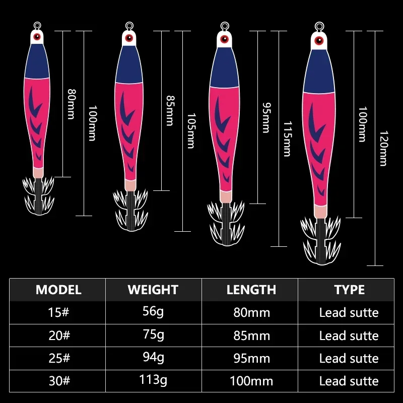 Angelköder mit sinkendem Tintenfischhaken 15 #   20 #   25 #   30 #   40 #   EGI Tintenfisch Leuchtendes Holz Garnelen Tintenfisch Köder Künstlicher Köder Meeresangeln