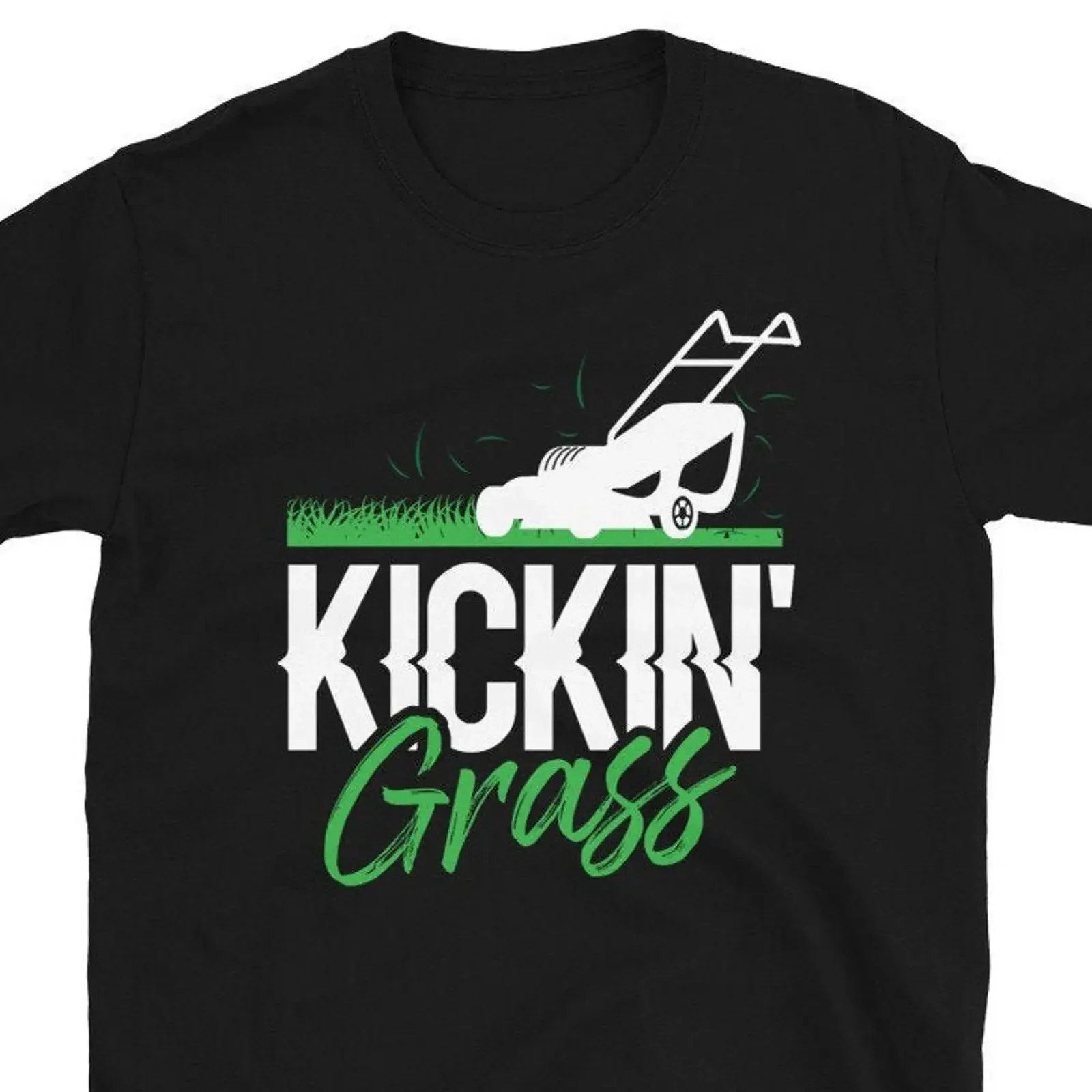 Kickin' Grass Funny Lawn Mowing Push Mower For Dad on Fathers Day vintage Washed Versatile Soft homme Breathable Comfortable
