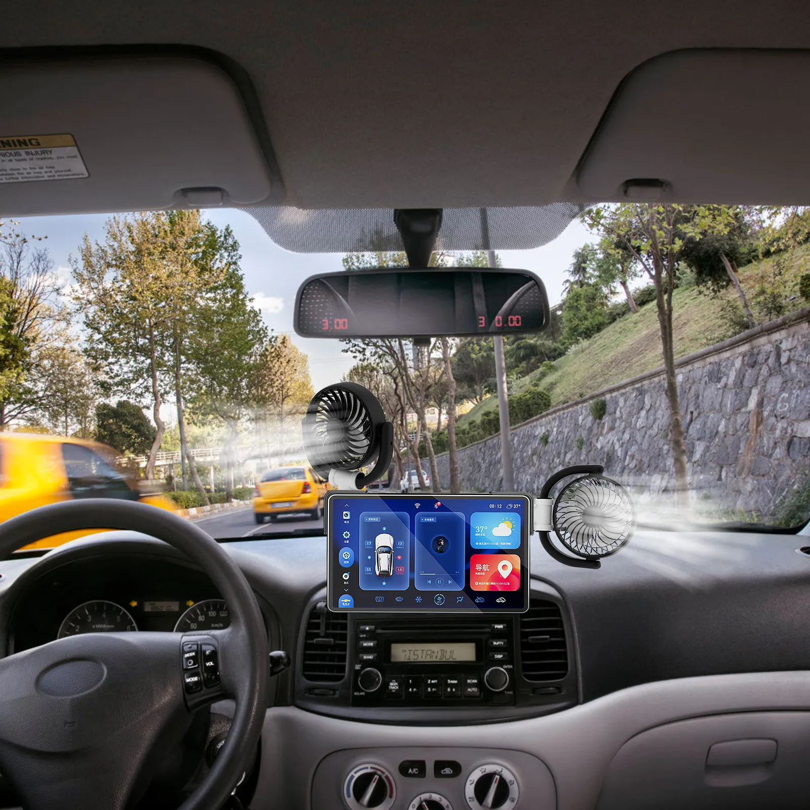 

Universal Electric Cooling Efficient Heat Dissipation Quiet Portable Small Car Cooler Auto Fan Usb Powered Touchscreen Mounting