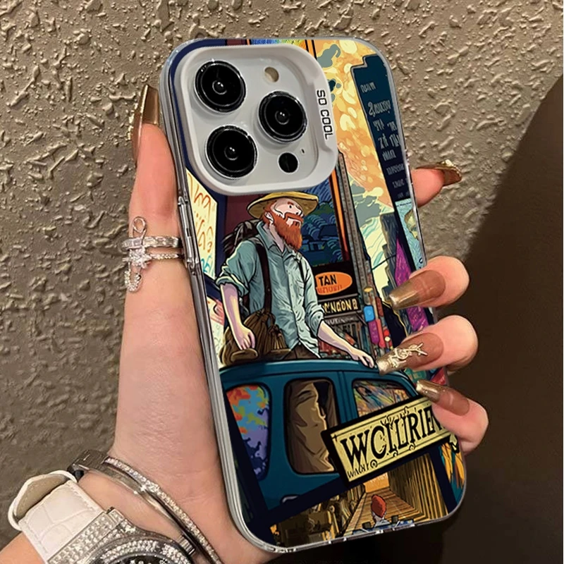 Oil Painting Figure Phone Cases For iPhone 13 12 11 14 15 Pro Max Mini SE 2022 7 8 Plus X XR XS Max SE 2022 Shockproof Cover