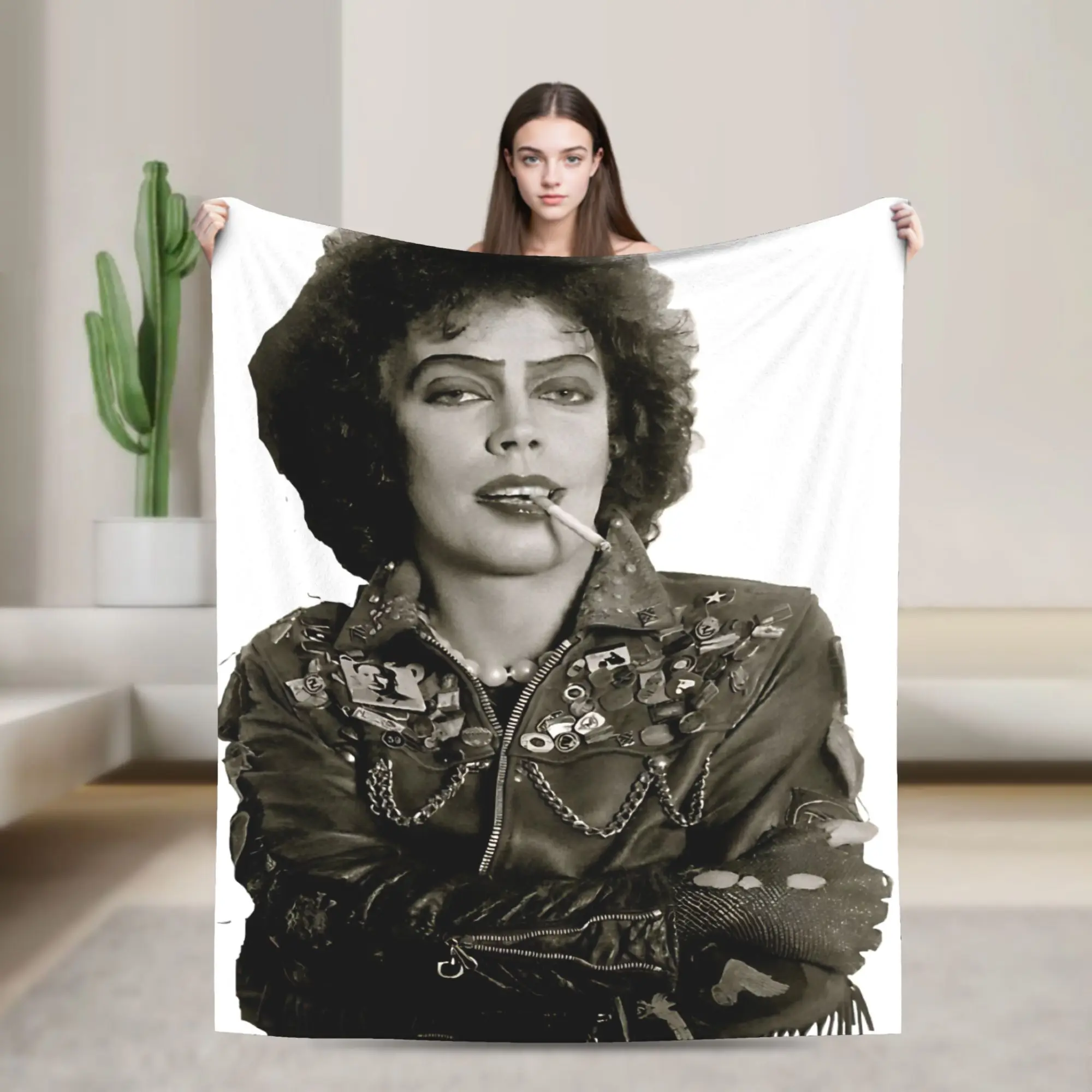 Frank N Furter Blanket Tim Curry The Rocky Horror Picture Show Flannel Novelty Breathable Throw Blanket for Home Spring/Autumn