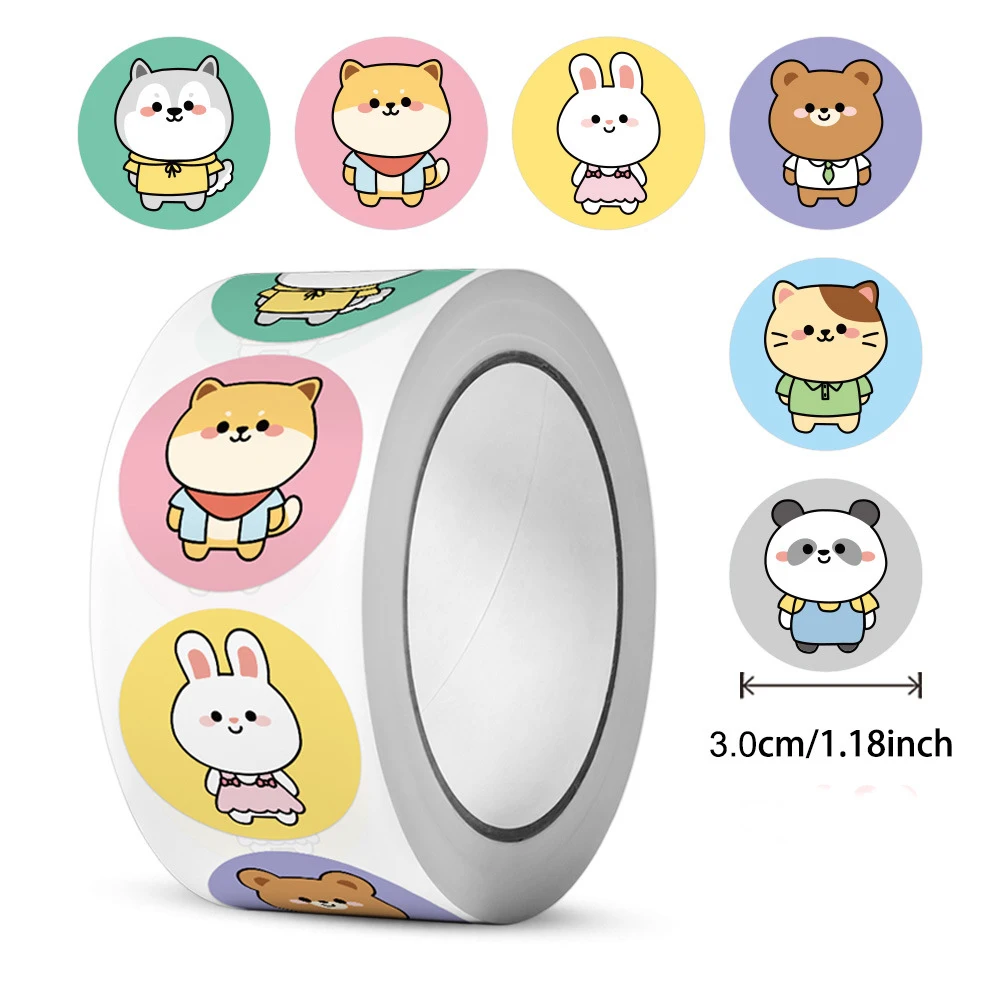 50-300pcs Cartoon Animal Reward Sticker Label Thank You Cute Game Sticker DIY Gift Sealing Label Decoration Supple image 3