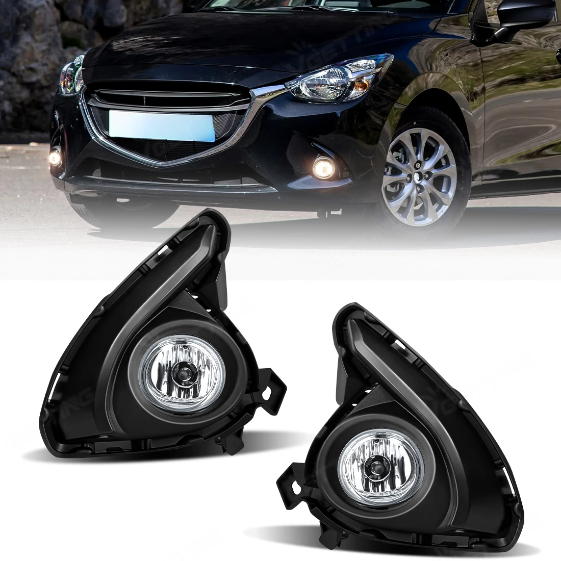 For Mazda 2 Demio DJ DL Hatchback 2015 2016 2017 Car Front Bumper Fog Lamp Halogen Foglight With Cover Harness Switch Accessorie