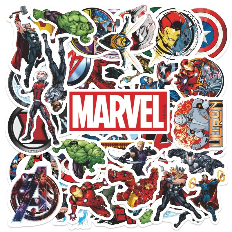 

50pcs Cartoon The Avengers Doodle Stickers Cool Spider-Man Waterproof Stickers for Refrigerator Luggage Boxes DIY Holiday Gifts