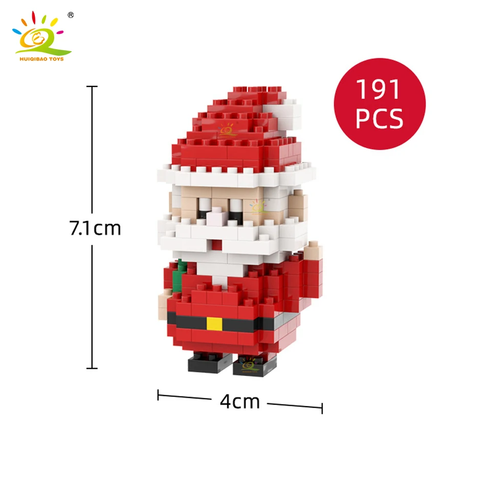 HUIQIBAO Mini Blocks Christmas Santa Claus Model Micro Bricks Building Block Toy For Kids Snowman Children\'s Toy Christmas Gift