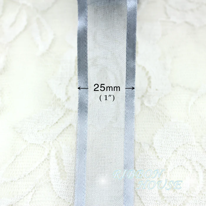 25mm Silver Gray broadside organza ribbons wholesale gift wrapping decoration ribbons