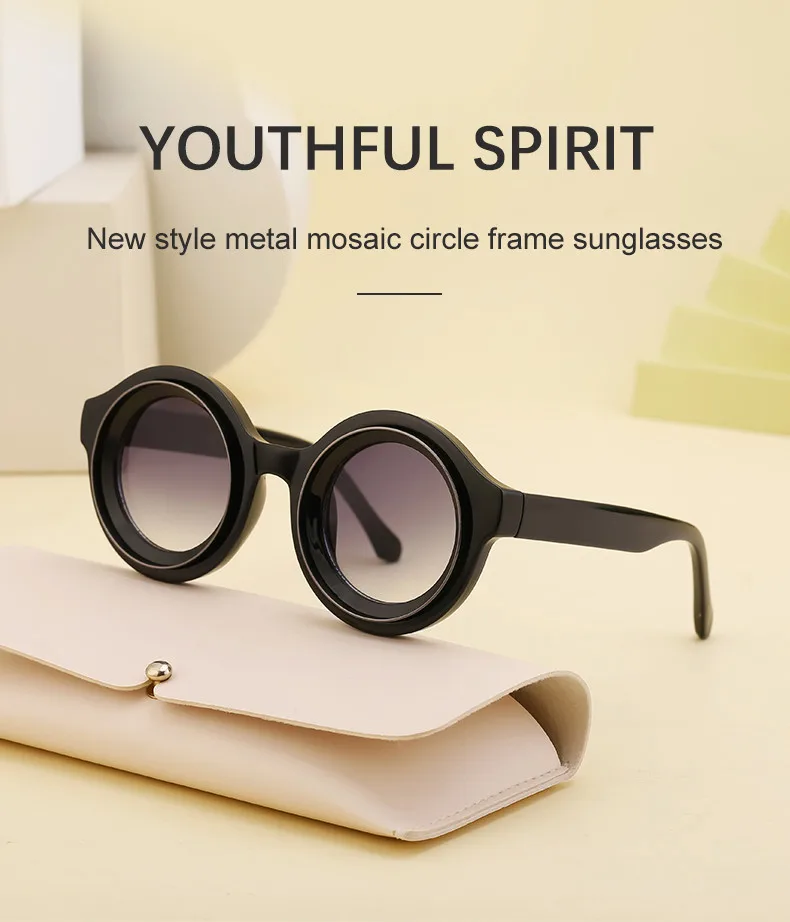 Punk runde Sonnenbrille Männer Luxusmarke Design Steampunk Sonnenbrille für männliche Sommer neue Mode kleine Rahmen Sonnenbrillen Brillen – Detail 1