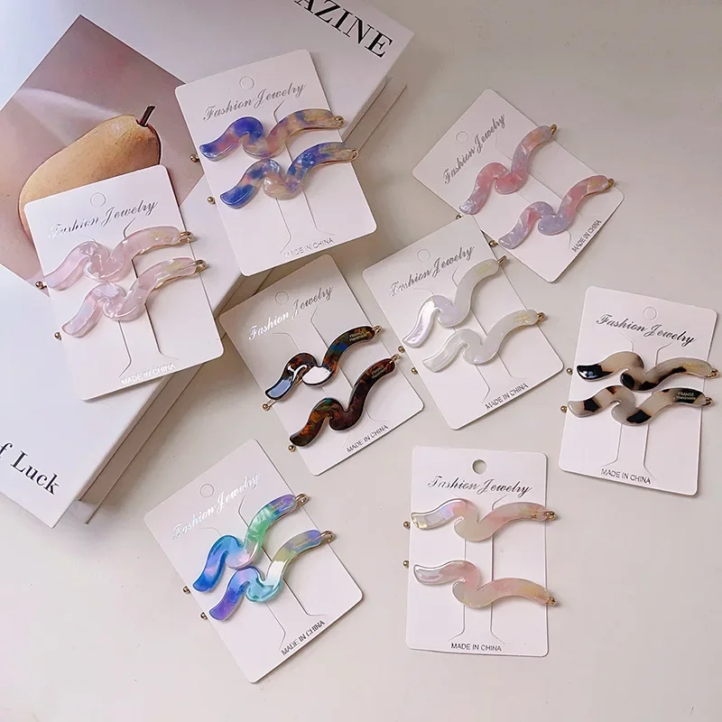 

Korean Wave Acetate Broken Hair Clip 2-Piece Set Side Line Clip Girl Duck Beak Hairpin Bangs Hair Accessories for Women