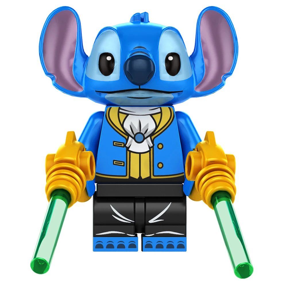 Figuras de acción de Stitch Alien para niños, juguetes educativos de bloques de construcción, minifiguras Kawaii, montaje de cabeza, regalo, novedad