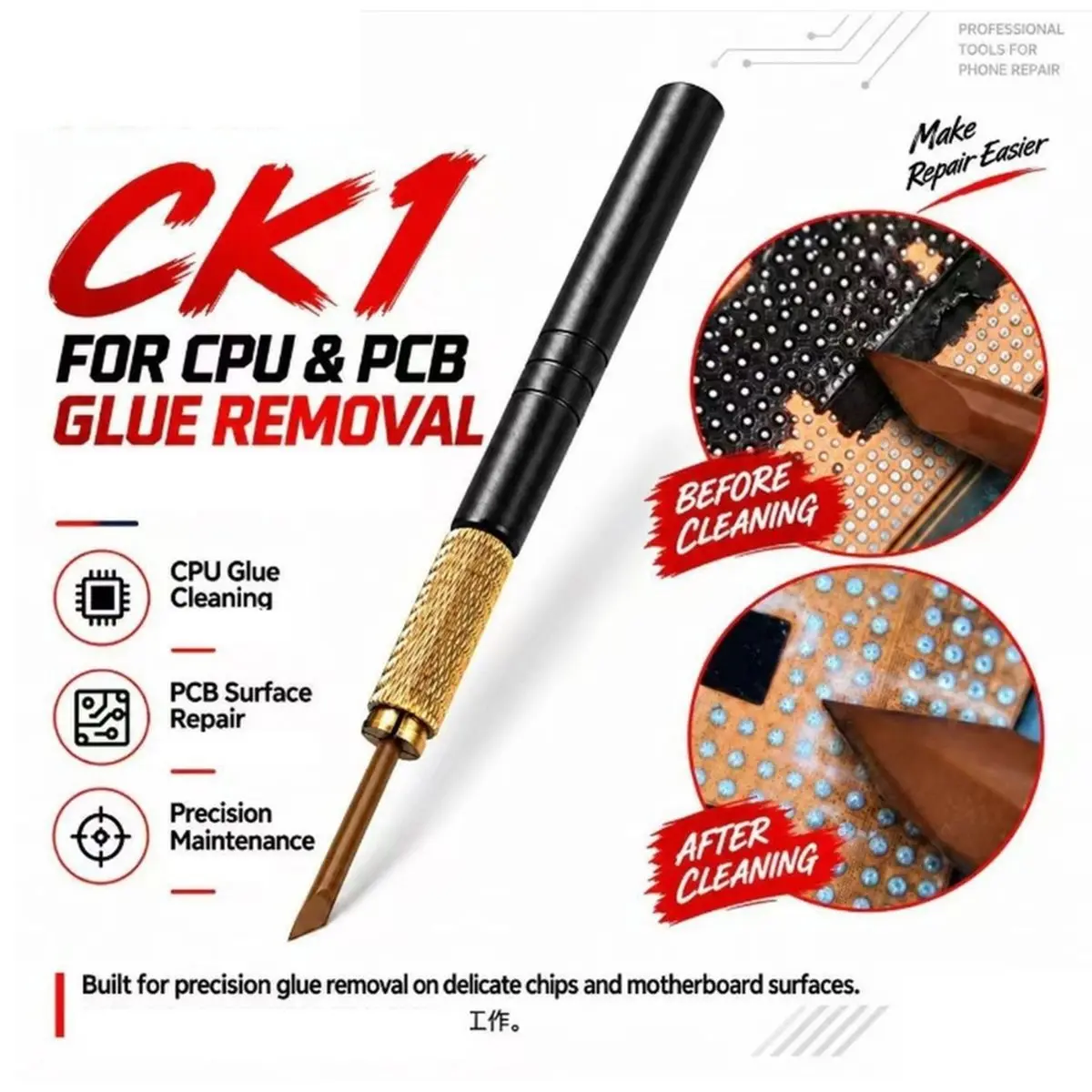 CPU Special Glue Removal Blade Heat-Resistant Tool for CPU Black Adhesive Cleaning for Phone Motherboard IC Repair Tool