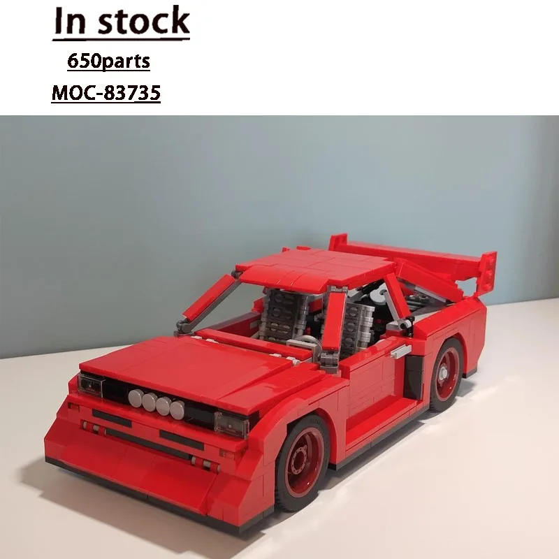 MOC-83735 Nieuw klassiek iconisch rood racewagen bouwstenenmodel, 650 onderdelen, creatief verjaardagsspeelgoedcadeau voor jongens en kinderen