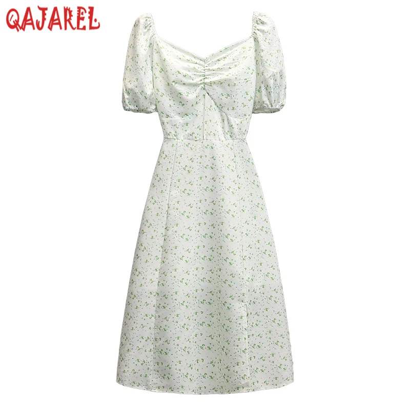 

Женское шифоновое платье-миди с квадратным вырезом и принтом