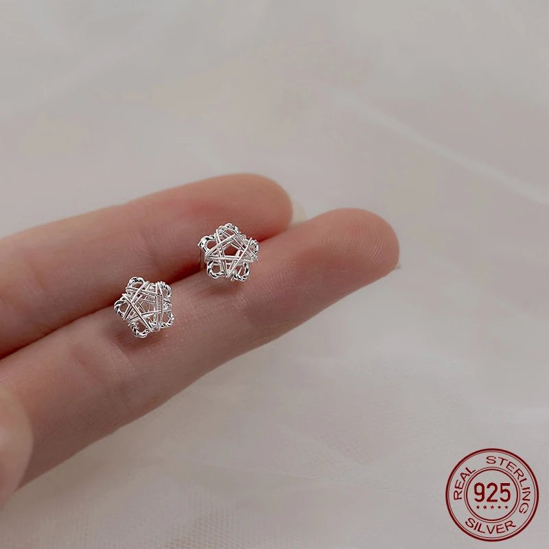 

La Monada Womens Earrings Silver 925 Hollow Triangle 925 Silver Earrings For Women Star Heart Line Silver Stud Earrings Girls