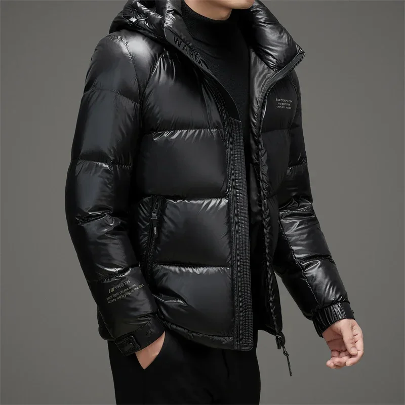 COZOK Men's Winter Down Jacket Hooded Short Black Designer Male Brand Duck Padding Jackets for Men Padded Cold Coat