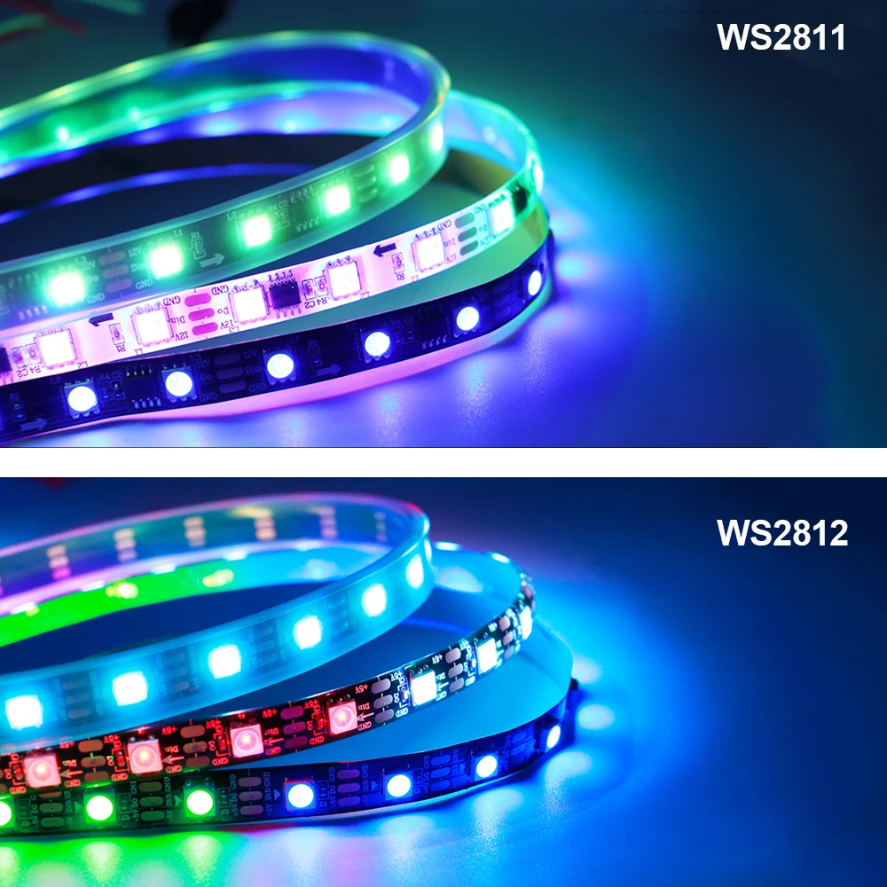 WS2812B WS2811 WS2813 WS2815 30/60/144 светодиодов/м Смарт-пиксели RGB Светодиодная лента WS2812 Индивидуально адресуемая светодиодная лента DC5V 12V