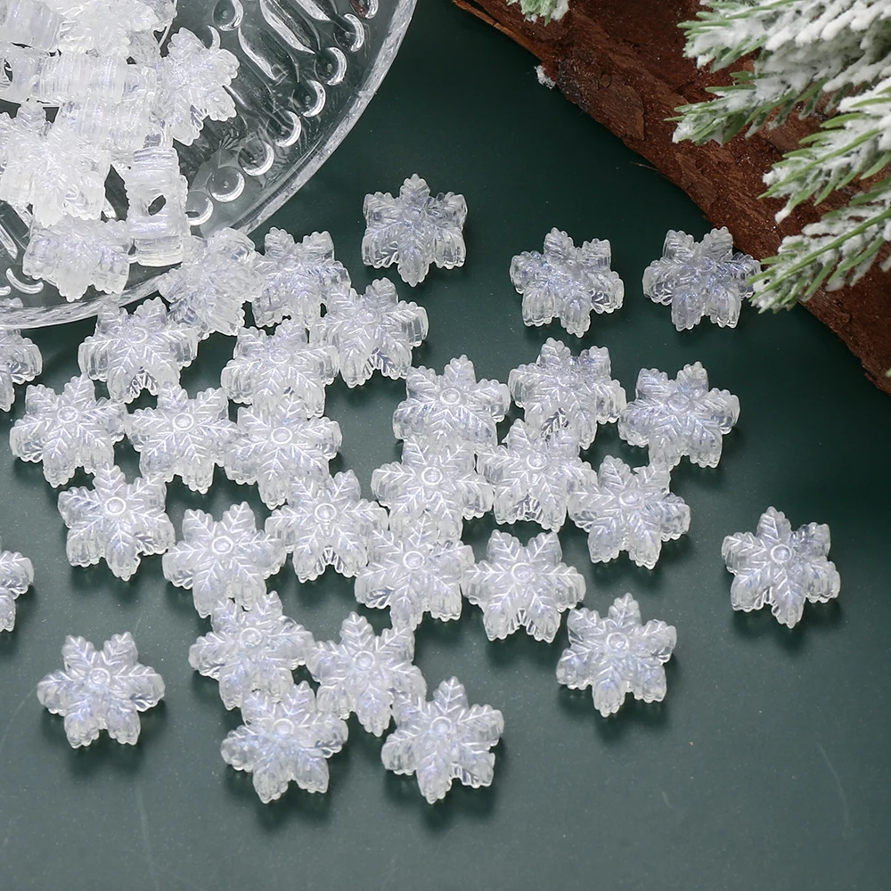 iYOE 50pcs Snowflake Shape Acrylic Spacer Beads Winter Style Beads For Jewelry Making Necklace Earring Necklace Accessor