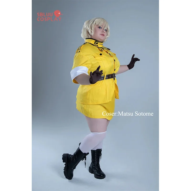 DY20SBluuCosplay Аниме Hellsing Seras Victoria Косплей Костюм Желтая форма с носками на заказ Любой размер25