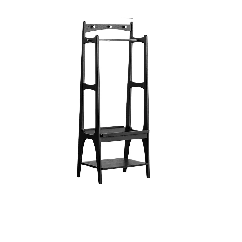 

Retro coat rack Solid wood small apartment hanger Floor storage Home bedroom Antique clothes rack