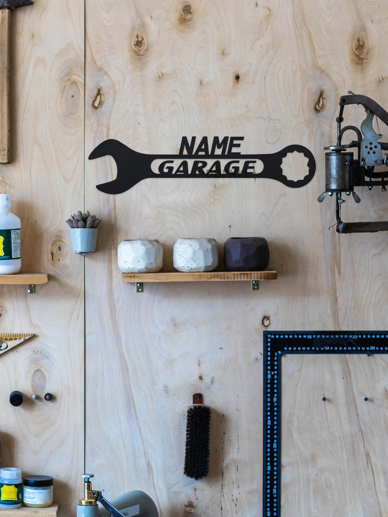 Custom Metal Garage Sign - Personalized Wrench Design with Name, Perfect for Dad & Grandpa's Garage Decor, Ideal Father's Day Gi image 3