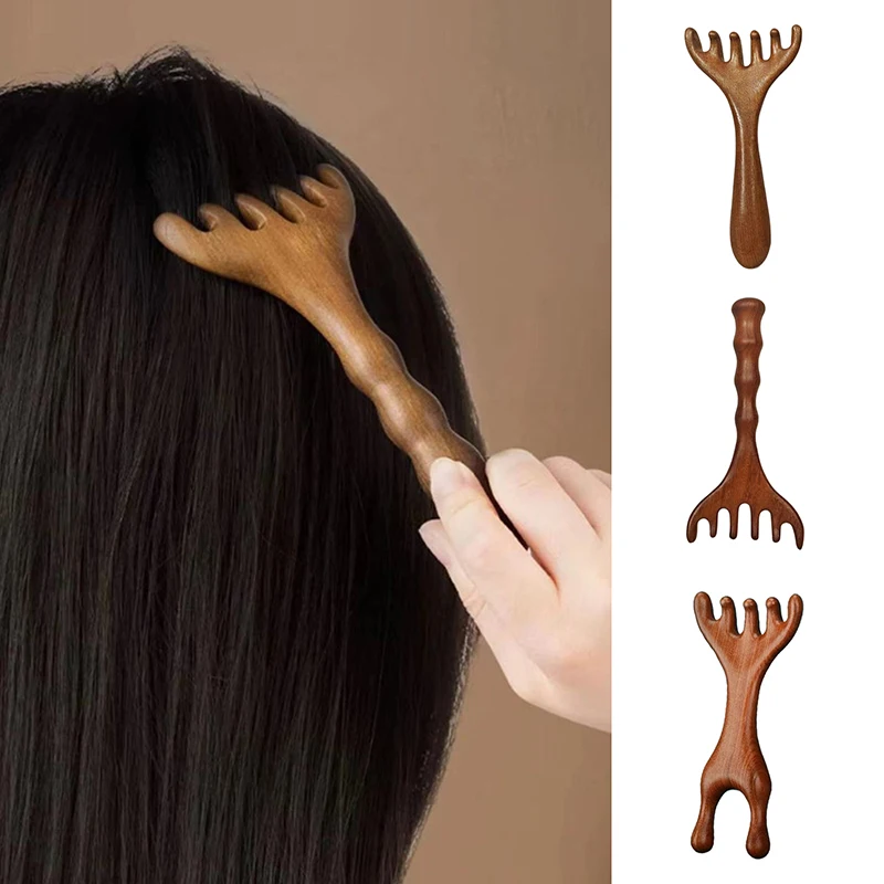 Head Meridian Massage Comb Head Face Scalp Gua Sha Scraping Massager Sandalwood Wide Tooth Facial Guasha Scraping Body Massage