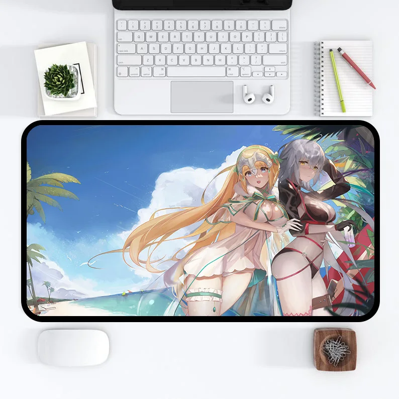 

Summer Beach Mausepad Sister Flowers Mouse Mats Gaming Mat Pad on The Table Office Gamer Accessories Keyboard Pad Art Desk Mat
