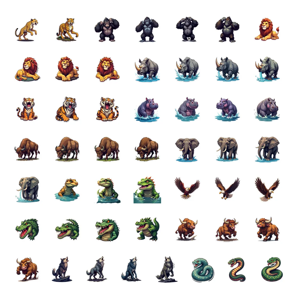 50 قطعة الفيل الكركدن النمر الاطفال القرطاسية ملصقات الكرتون مزيج الحيوانات الكتابة على الجدران ملصق المعلم مكافأة ملصقات الشارات لوازم