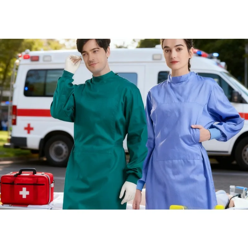 

Operating Room Cotton Uniform Blue Green Surgical Scrubs Dental Surgery Apparel