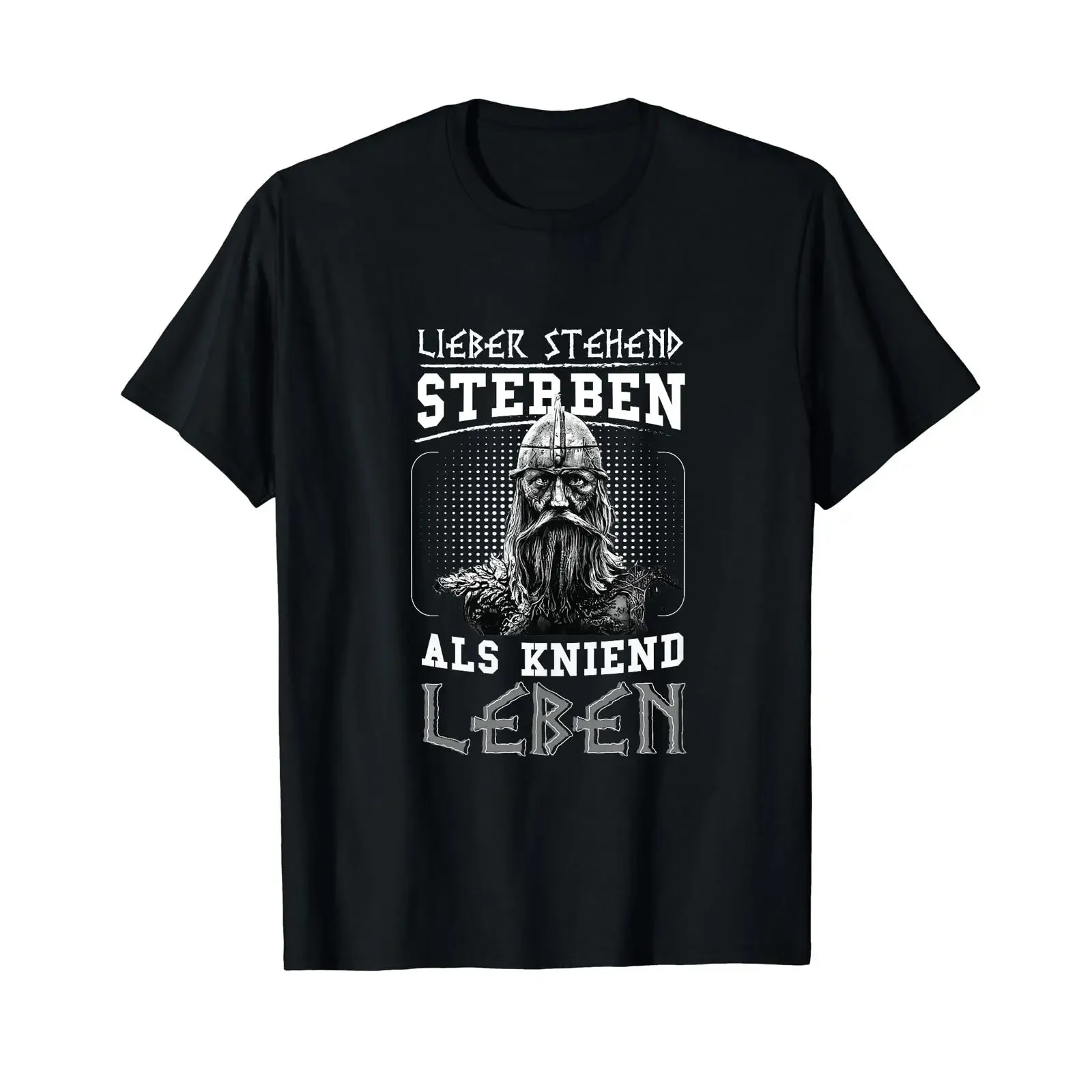 T Shirt with German Text Lieber Stehben als kniend leben black vintage Washed Comfortable Unisex Top For Everyday Wear