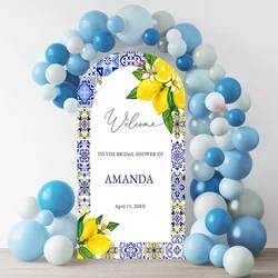 Mehofond Custom Mediterranean Bridal Shower Lemon Birthday Party Covers Arch Background Party Decor Backdrop Photo Doubleside