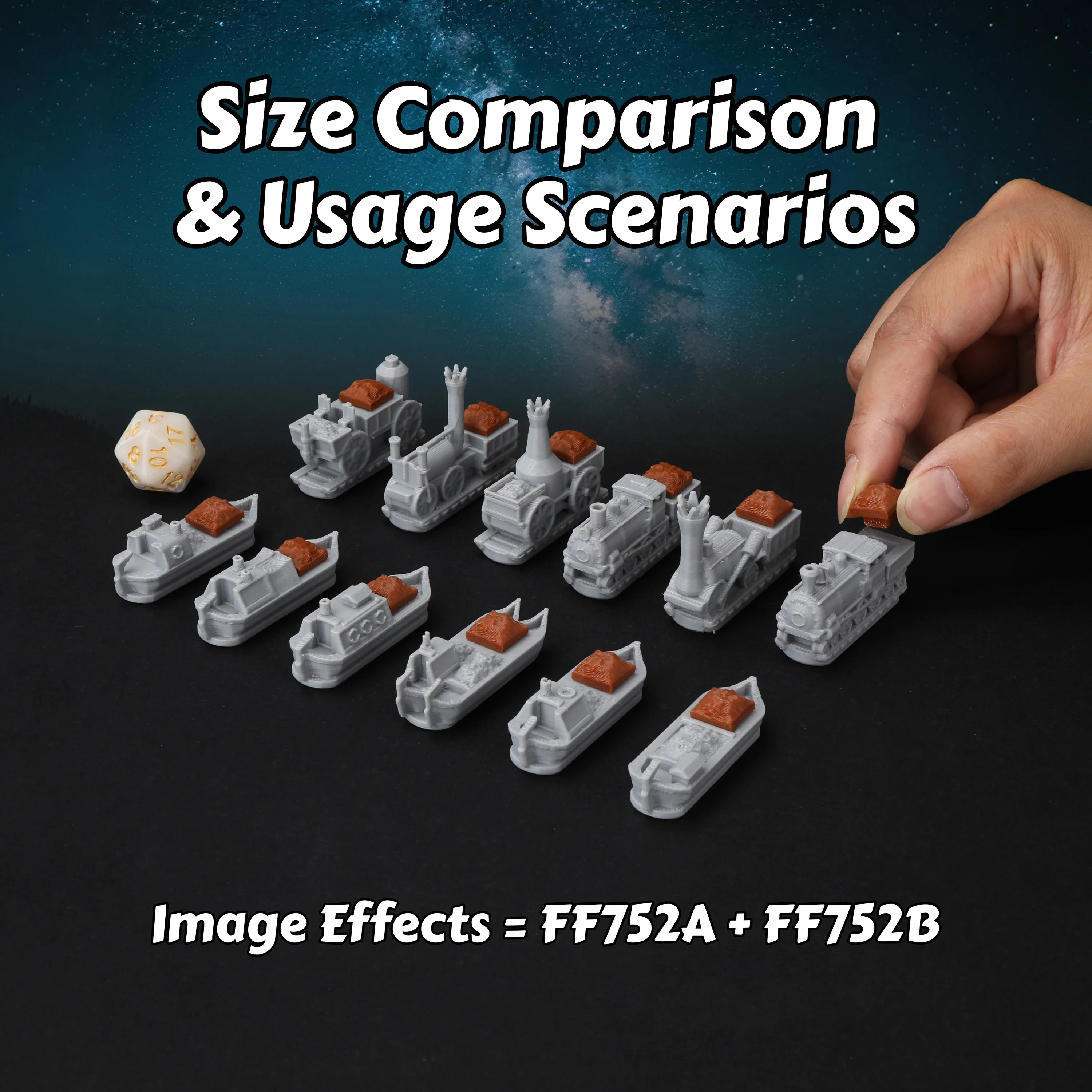 Miniature Terrain Set - TTRPG Miniature Train and Ship Set