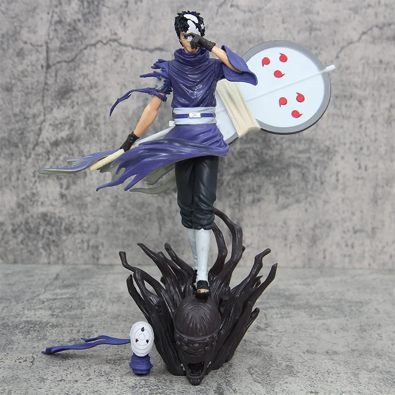 27cm Naruto Anime Figures Gk Ten Year Ninja Uchiha Obito Akatsuki Double Head Interchange Model Action Doll Collectable Boy Toys