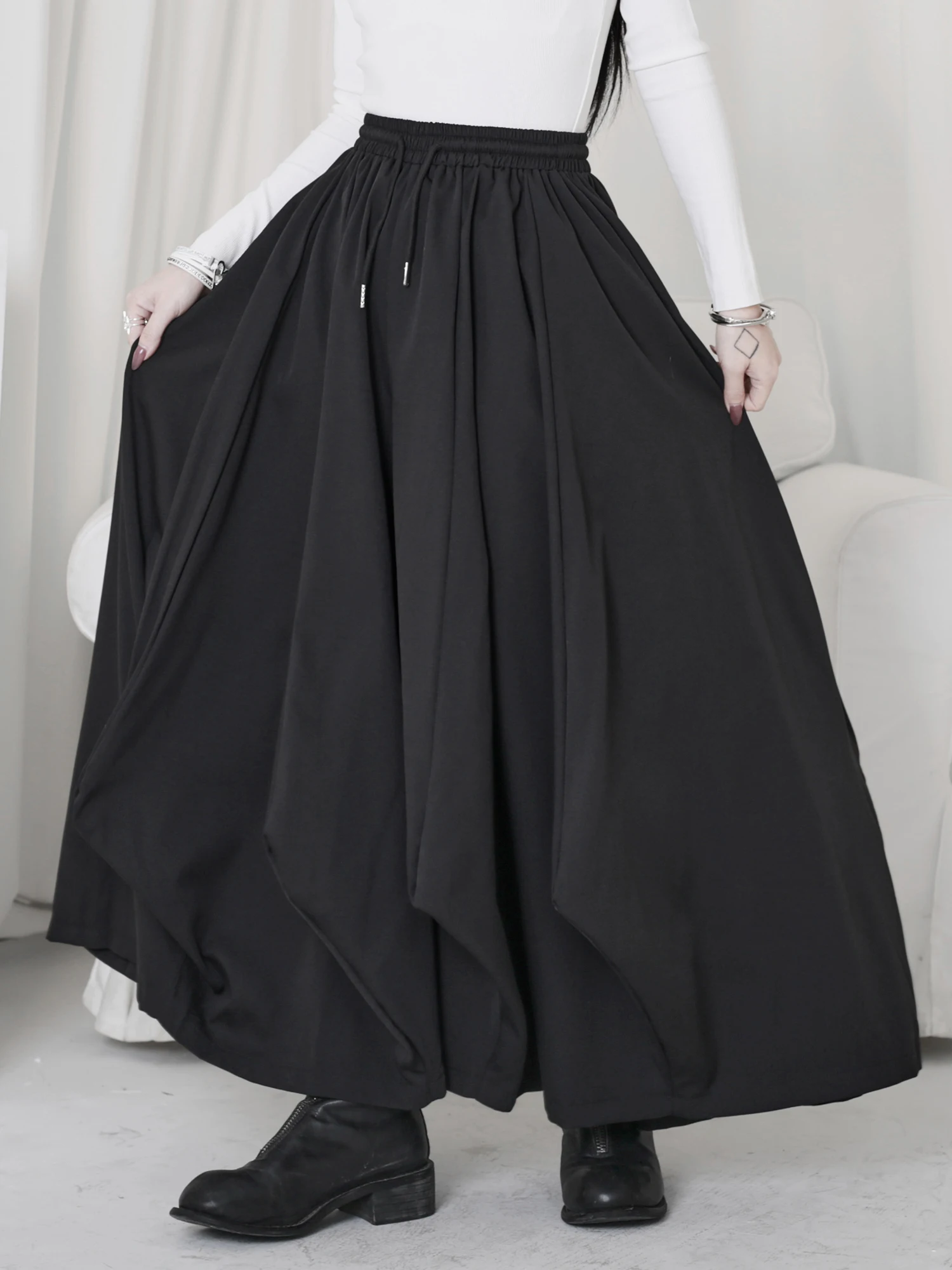 

Faionable k Colored Wide Leg Pants Original Design Layered Pleats Casual Sle Large Lantern Pants High Waist Long Trousers