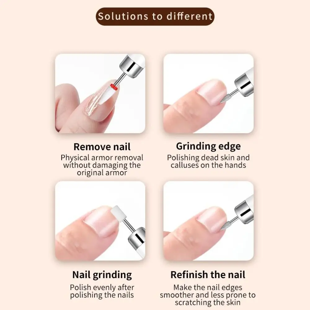 

13 in 1 Electric Nail Grinder With 3 Speeds Portable Nail Polishing Machine Rechargeable Cordless Electric Nail Drill Salon Use