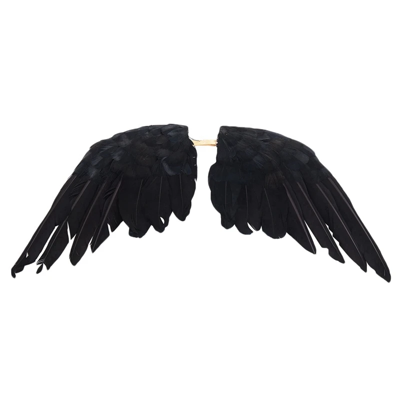 3X Halloween Prop Feathers Crow Bird Large 25X40cm Spreading Wings Black Crow Toy Model Toy,Performance Prop