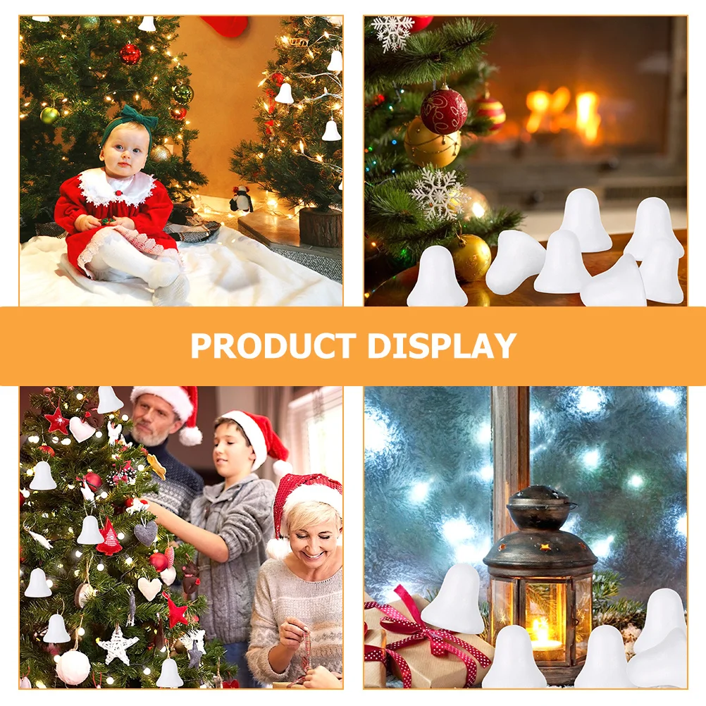 

DIY Jingle Bell Mould 40pcs White Foams Bell Craft Kit for Christmas Hanging Ornament Xmas Decorations Activity