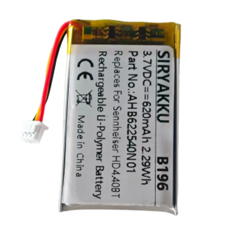 AHB622540 Li-Polymer Replacement Battery For Sennheiser AHB622540N01 HD 4.40 BT 4.50 BT SE Urbanite XL Momentum 2.0 Headphone