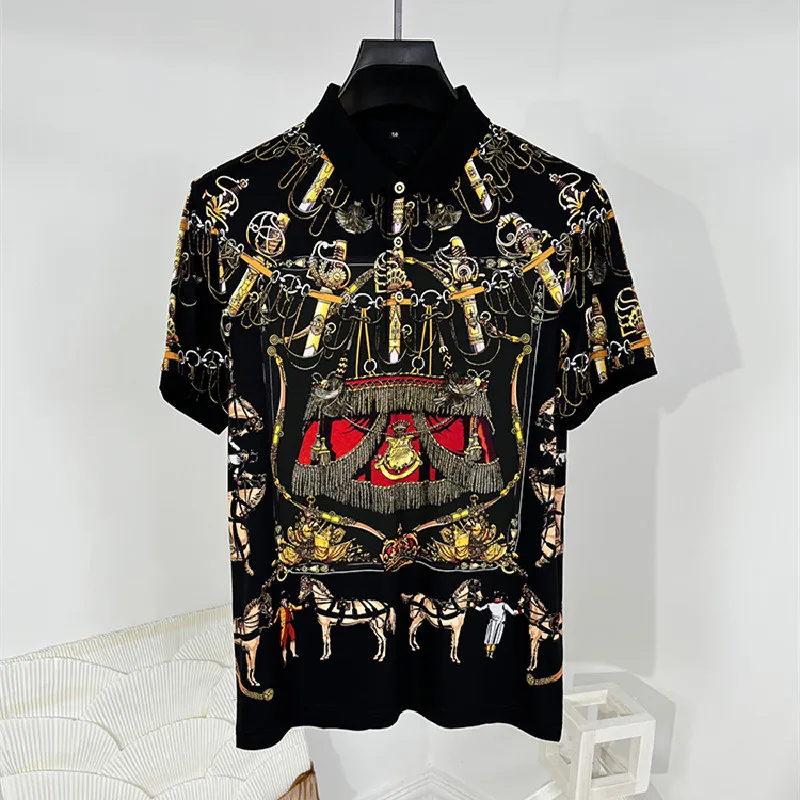 

Summer Europe Style New Designer Men's High Quality Retro Pint Casual Comfortable Polo Shirt B564
