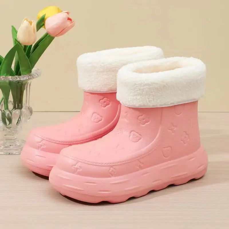 2024 New Women's Waterproof Thick Sole  Cotton Shoes High Top Warm Plush Winter Lightweight Snow Boots Easy To Clean Ankle Boots