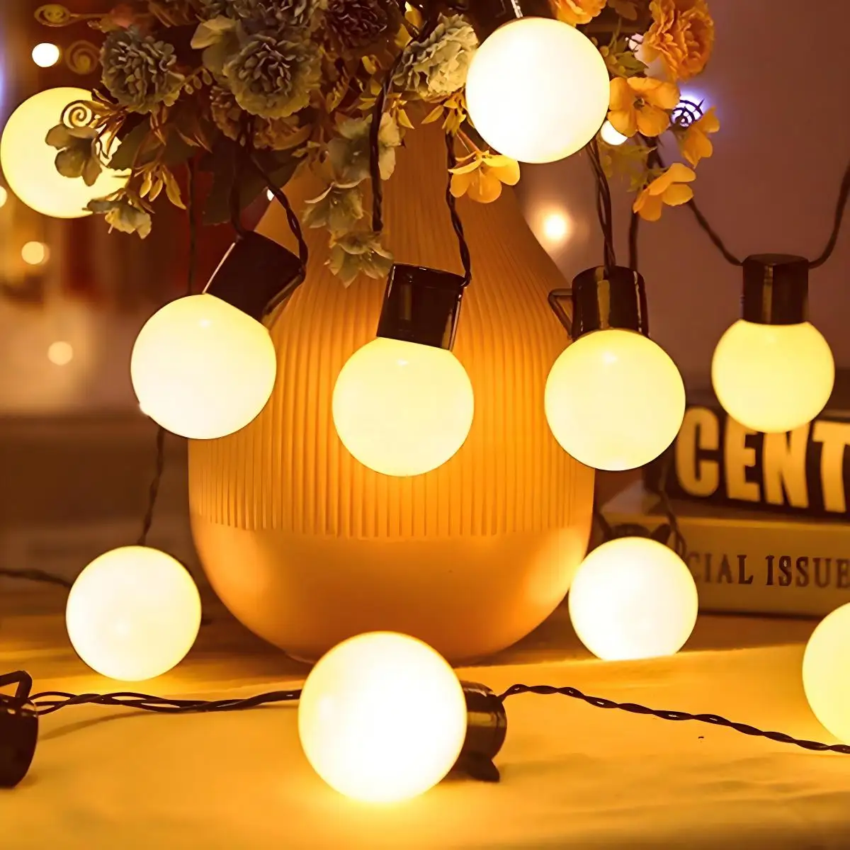 Dekorasi Natal-Lampu String LED (Dioperasikan dengan Baterai) Lampu String Peri LED Bohlam Globe G50 Lampu Luar Ruangan Jalan Pernikahan Taman Halaman Lampu Dekoratif Natal