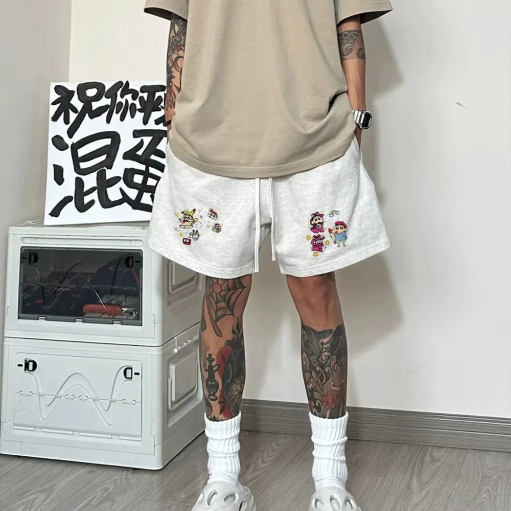 

New Men's Shorts Crayon Shin-chan Summer Clothes Women's Casual Gym Pants Cotton Five-inch Shorts Oversized Quick-drying Pants